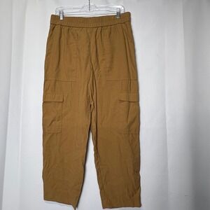 A New Day Women's L Cargo Pants‎ Casual Elastic Waist Relaxed Fit Brown Gorpcore